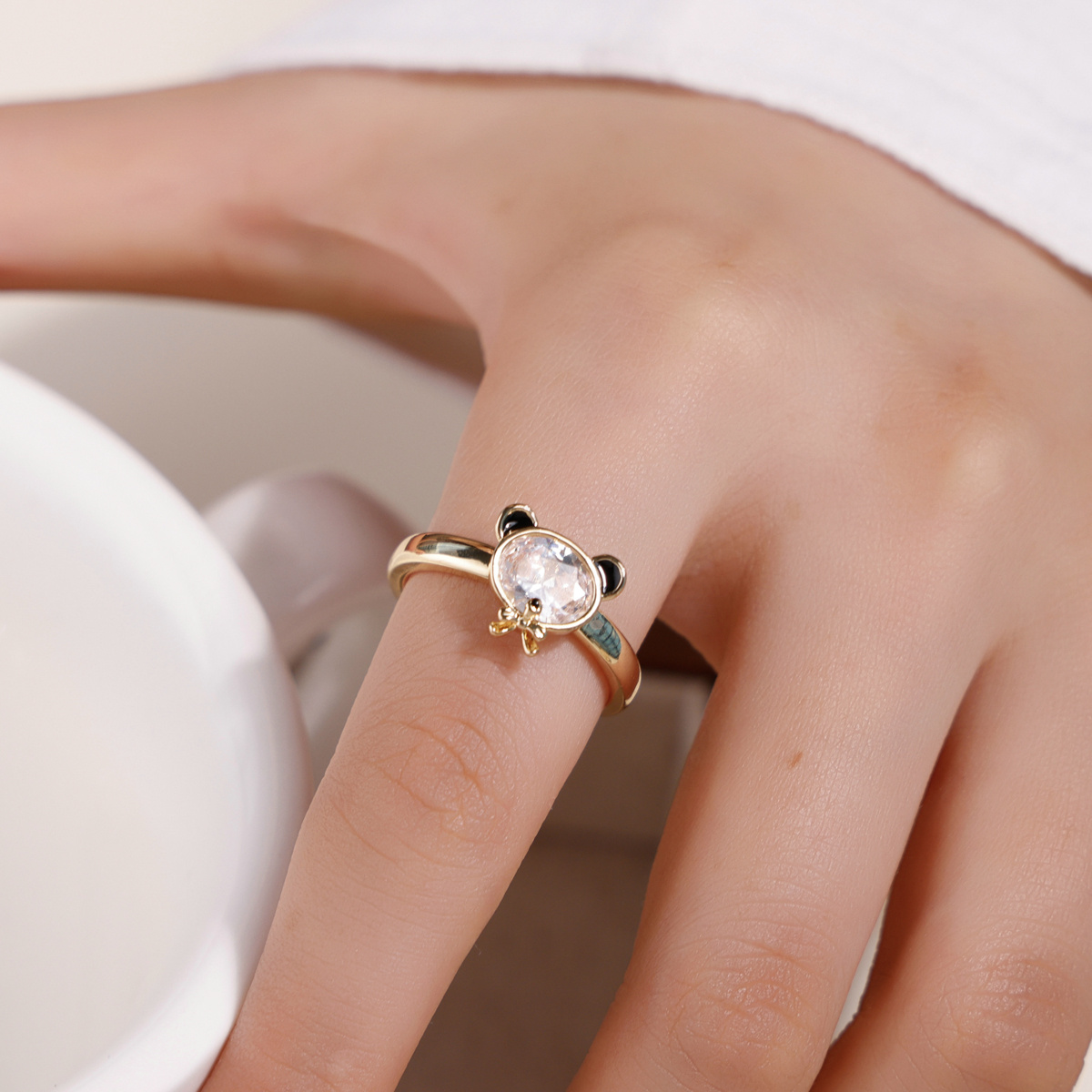 Cartoon Teddy Bear Cute Ring, Dual Color Options